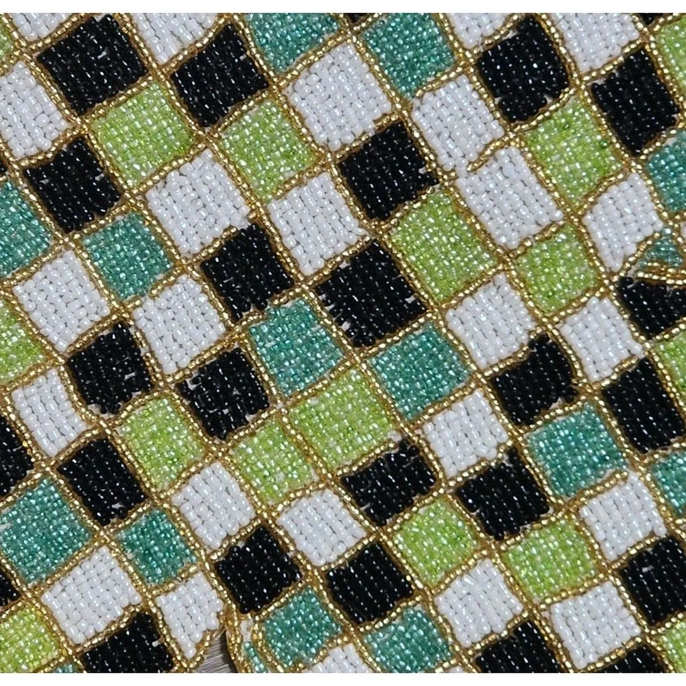 St Patricks Day Irish Checkered Shamrock Clover Beaded Charger Placemat 15